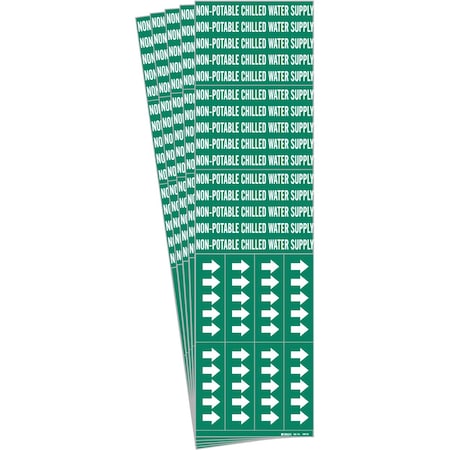 Brady NON-POTABLE CHILLED WATER SUP Pipe Marker Sty 3C Arrows WT on GN 3 per Card 5PK 106126-PK